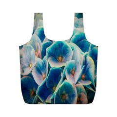 Hydrangeas Blossom Bloom Blue Full Print Recycle Bag (m)