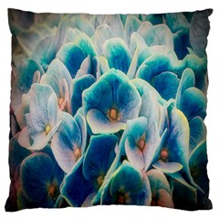 Hydrangeas Blossom Bloom Blue Large Flano Cushion Case (two Sides) by Nexatart