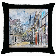 Altstadt Hattingen Ruhr Trail Throw Pillow Case (black) by Nexatart