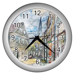 Altstadt Hattingen Ruhr Trail Wall Clock (silver) by Nexatart