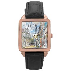 Altstadt Hattingen Ruhr Trail Rose Gold Leather Watch  by Nexatart