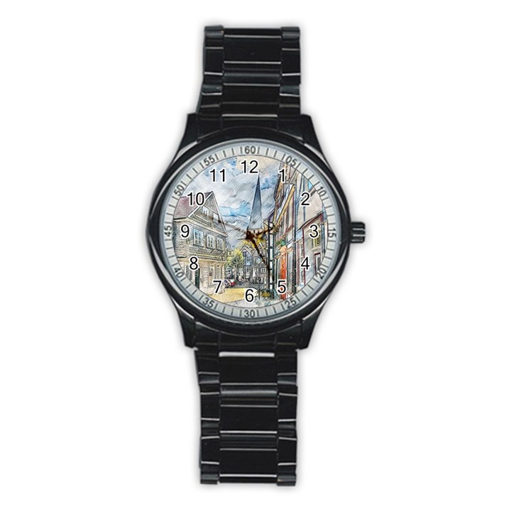 Altstadt Hattingen Ruhr Trail Stainless Steel Round Watch