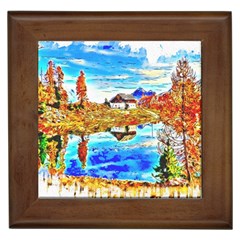 Lake Chalet Mountain Art Framed Tiles by Nexatart