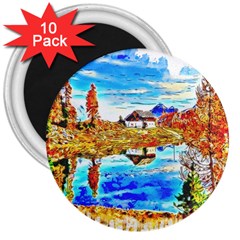 Lake Chalet Mountain Art 3  Magnets (10 Pack)  by Nexatart