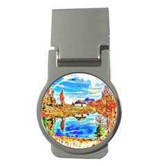 Lake Chalet Mountain Art Money Clips (round)  by Nexatart