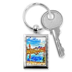 Lake Chalet Mountain Art Key Chains (rectangle)  by Nexatart