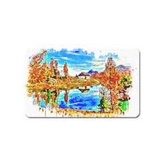 Lake Chalet Mountain Art Magnet (name Card) by Nexatart