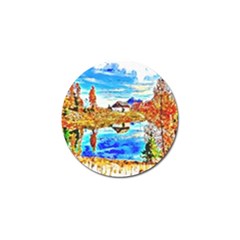 Lake Chalet Mountain Art Golf Ball Marker by Nexatart