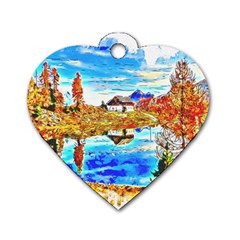 Lake Chalet Mountain Art Dog Tag Heart (one Side)