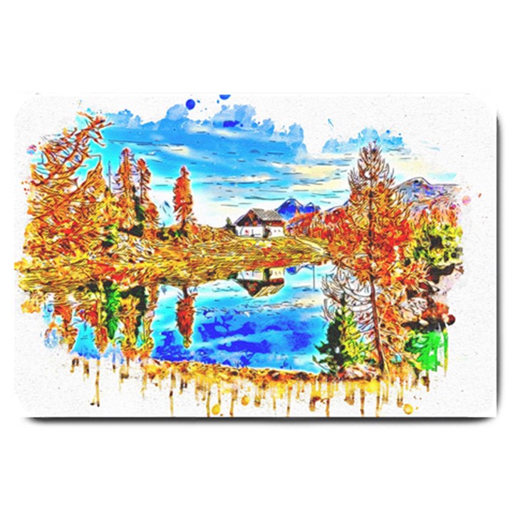 Lake Chalet Mountain Art Large Doormat 