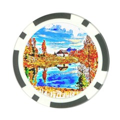 Lake Chalet Mountain Art Poker Chip Card Guard by Nexatart