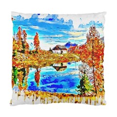 Lake Chalet Mountain Art Standard Cushion Case (one Side) by Nexatart