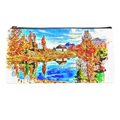 Lake Chalet Mountain Art Pencil Cases by Nexatart