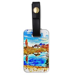 Lake Chalet Mountain Art Luggage Tags (one Side)  by Nexatart