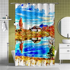 Lake Chalet Mountain Art Shower Curtain 48  X 72  (small)  by Nexatart