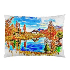 Lake Chalet Mountain Art Pillow Case (two Sides) by Nexatart