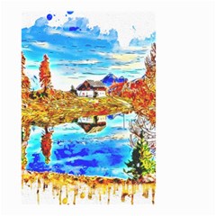 Lake Chalet Mountain Art Small Garden Flag (two Sides) by Nexatart