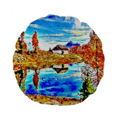 Lake Chalet Mountain Art Standard 15  Premium Round Cushions by Nexatart