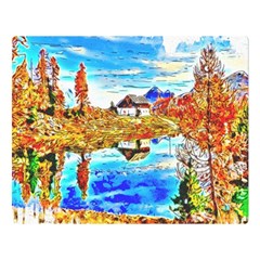 Lake Chalet Mountain Art Double Sided Flano Blanket (large)  by Nexatart