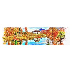 Lake Chalet Mountain Art Satin Scarf (oblong) by Nexatart