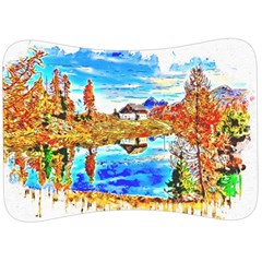 Lake Chalet Mountain Art Velour Seat Head Rest Cushion by Nexatart