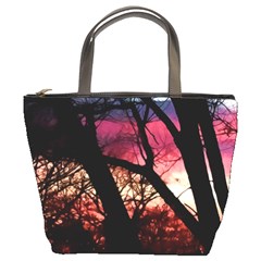 Fall Sunset Through The Trees Bucket Bag