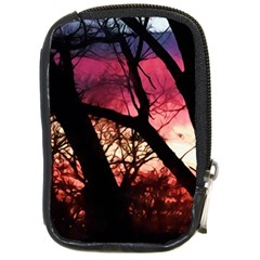 Fall Sunset Through The Trees Compact Camera Leather Case