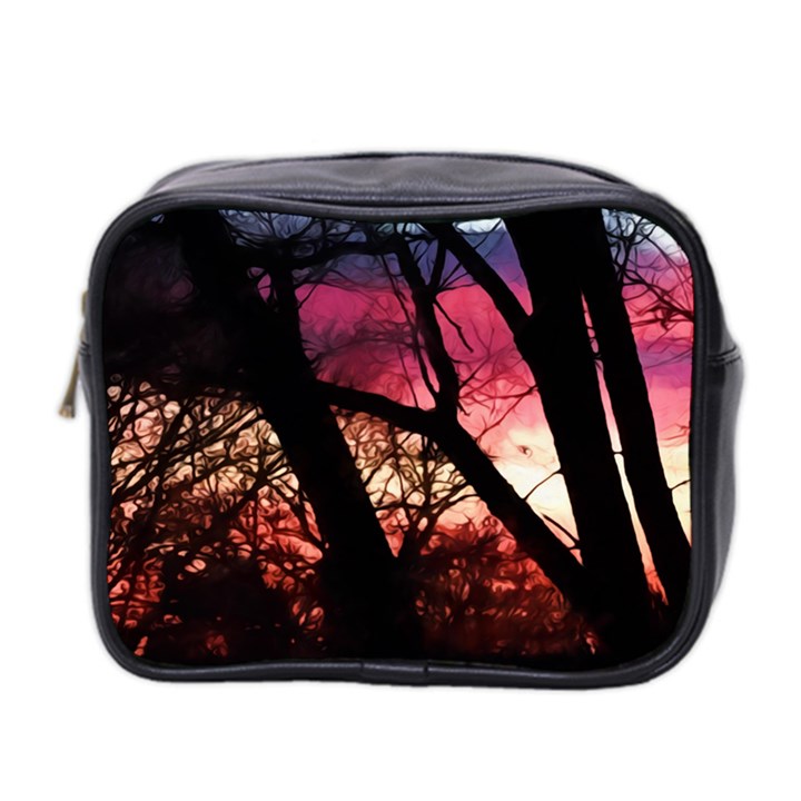 Fall Sunset Through The Trees Mini Toiletries Bag (Two Sides)