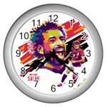 Mo Salah the egyptian king Wall Clock (Silver) Front