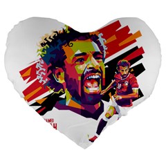 Mo Salah The Egyptian King Large 19  Premium Heart Shape Cushions by 2809604