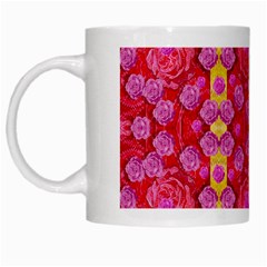 Roses And Butterflies On Ribbons As A Gift Of Love White Mugs by pepitasart