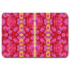 Roses And Butterflies On Ribbons As A Gift Of Love Large Doormat  by pepitasart