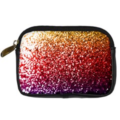 Rainbow Glitter Graphic Digital Camera Leather Case by bloomingvinedesign