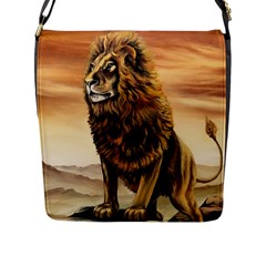 Golden Lion Flap Closure Messenger Bag (l) by ArtByThree