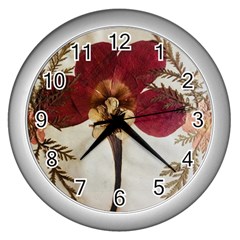 Holy Land Flowers 1 Wall Clock (Silver)