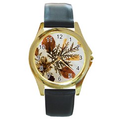 Holy Land Flowers 2 Round Gold Metal Watch