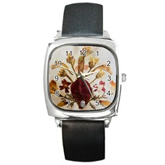 Holy Land Flowers 3 Square Metal Watch