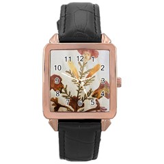 Holy Land Flowers 8 Rose Gold Leather Watch  by DeneWestUK