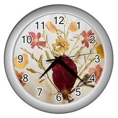 Holy Land Flowers 9 Wall Clock (silver) by DeneWestUK