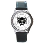 Cute Spider Round Leather Watch (Silver Rim) Front