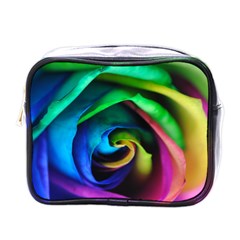 Rainbow Rose 17 Mini Toiletries Bag (one Side) by bloomingvinedesign