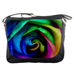 Rainbow Rose 17 Messenger Bag by bloomingvinedesign