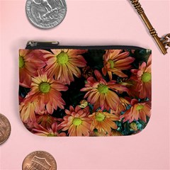 Cream And Pink Fall Flowers Mini Coin Purse by bloomingvinedesign