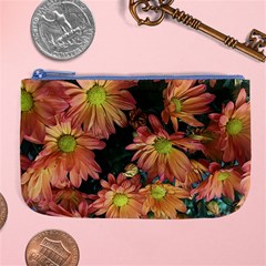 Cream And Pink Fall Flowers Large Coin Purse by bloomingvinedesign