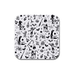 Halloween Pattern Rubber Square Coaster (4 Pack)  by Valentinaart