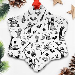 Halloween Pattern Snowflake Ornament (two Sides) by Valentinaart