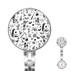 Halloween Pattern Stainless Steel Nurses Watch by Valentinaart