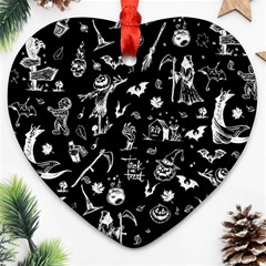 Halloween Pattern Ornament (heart) by Valentinaart