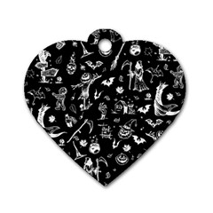 Halloween Pattern Dog Tag Heart (two Sides) by Valentinaart