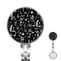 Halloween Pattern Stainless Steel Nurses Watch by Valentinaart